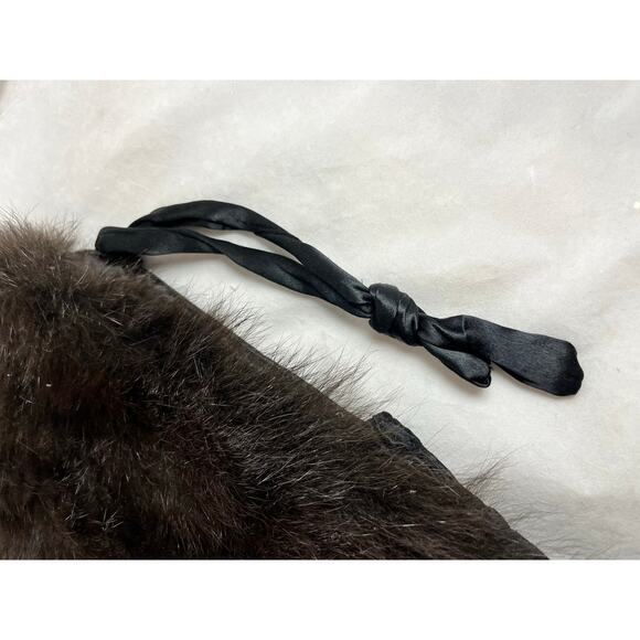 Genuine Mink Fur Muff Hand Warmer Zipper Pocket Coin Purse Wristlet Vintage 40s - Picture 4 of 7